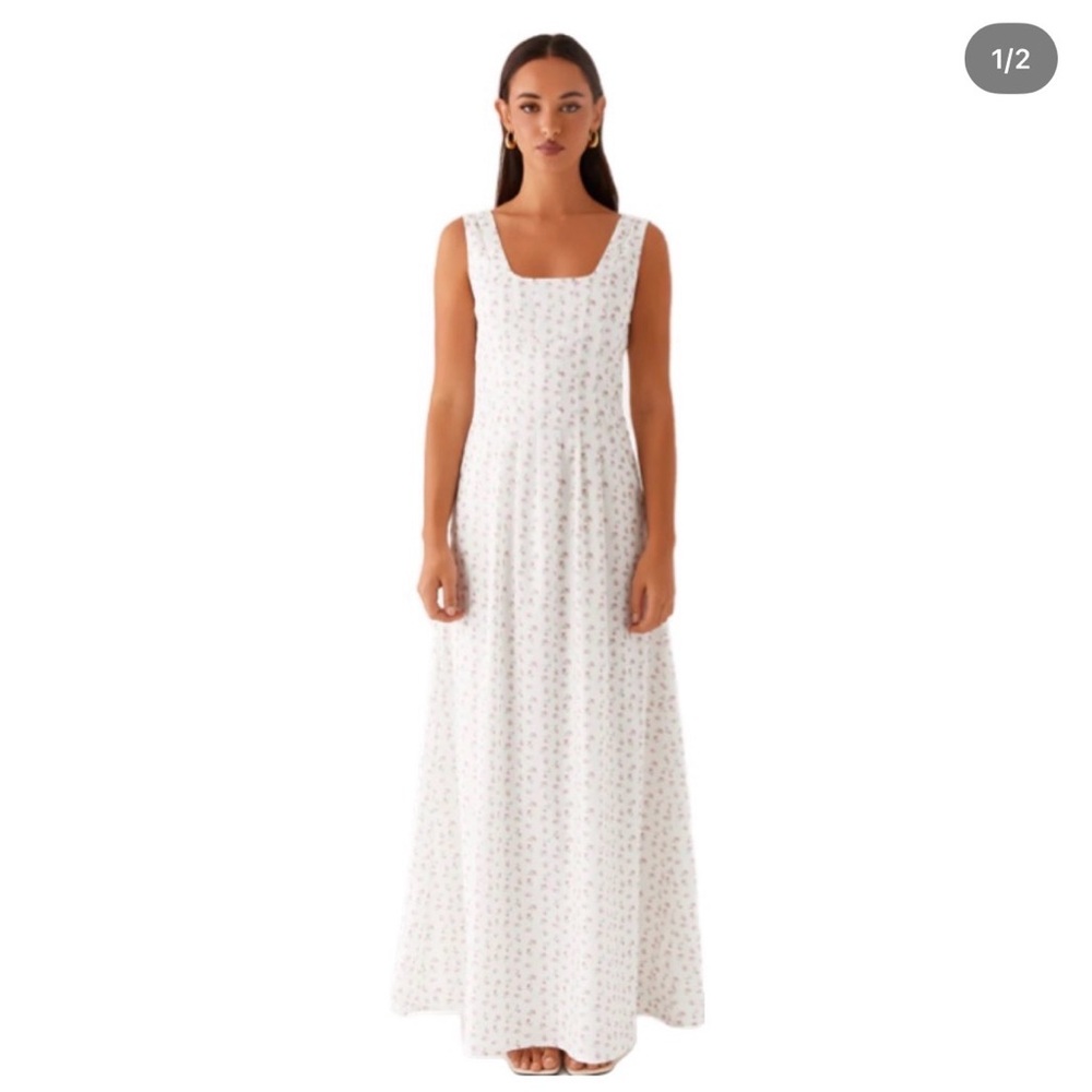 Elegant White Floral Maxi Dress PEPPERMAYO